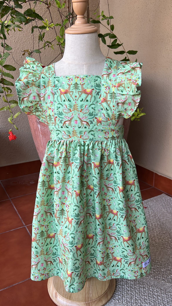 Flutter dress in festive green