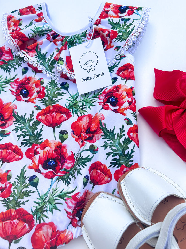 Poppy print romper