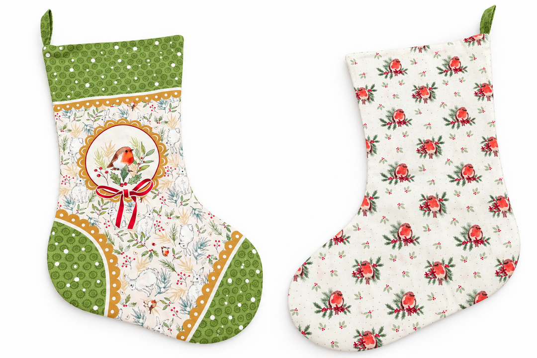 Festive Robin Stocking Green