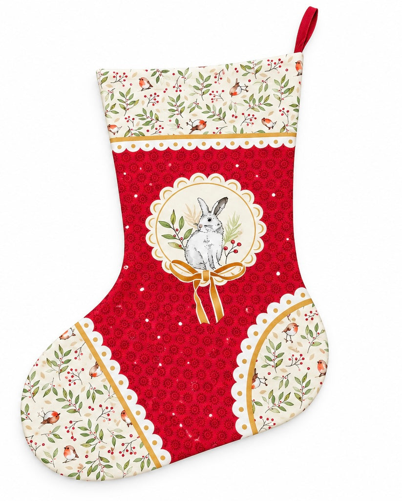 Festive Bunny Stocking in Red