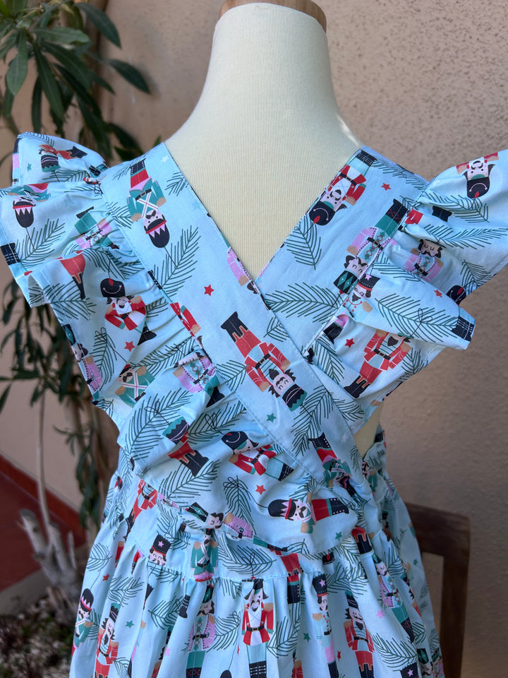 Nutcracker in grey/green flutter dress