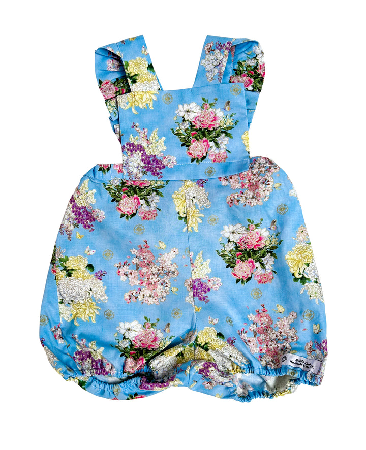 Golden Blossom Blue Romper