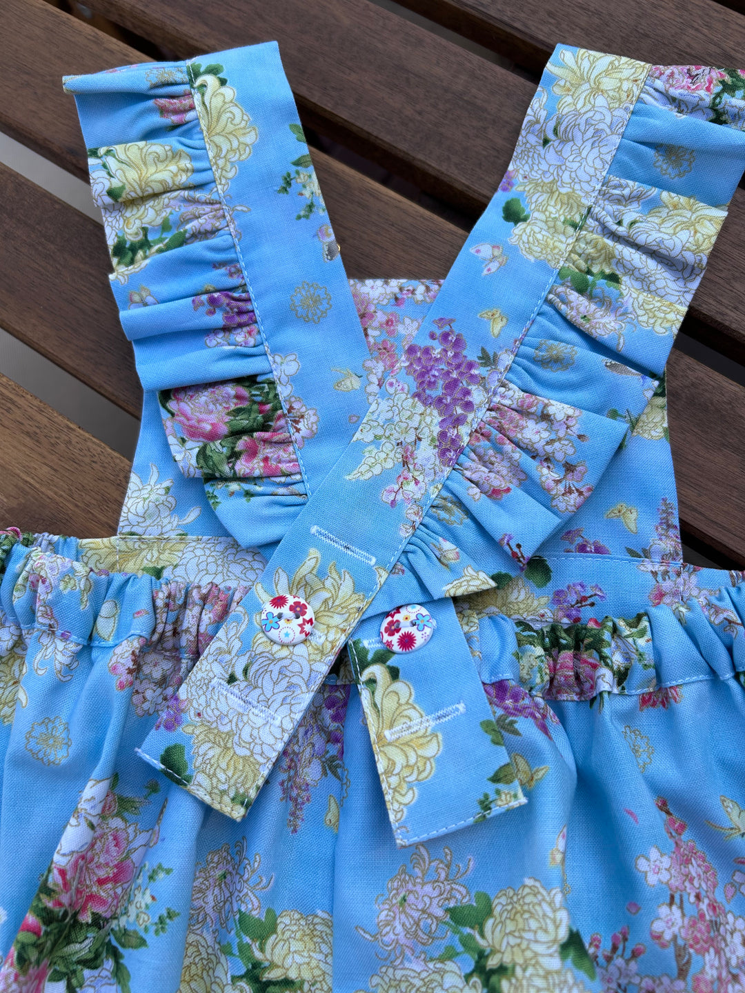 Golden Blossom Blue Romper