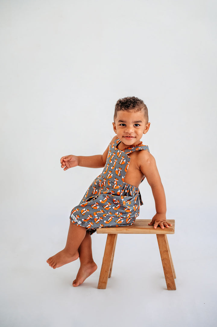 Fox print romper