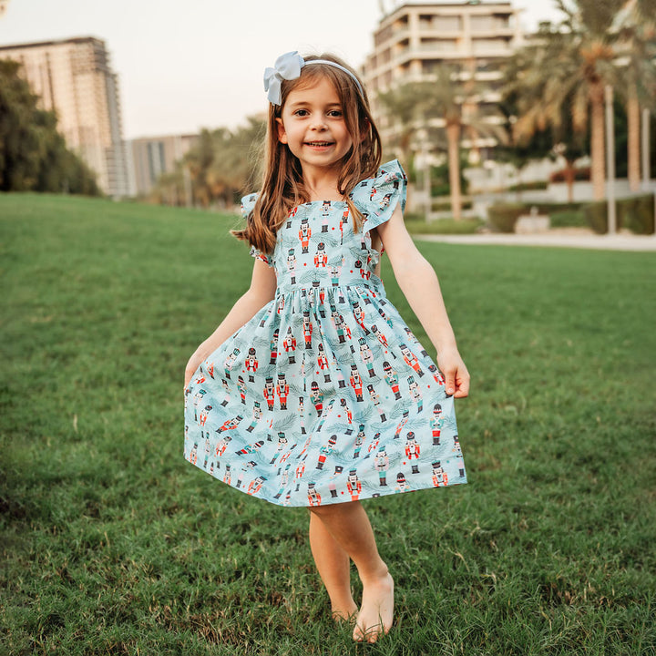 Nutcracker in grey/green flutter dress