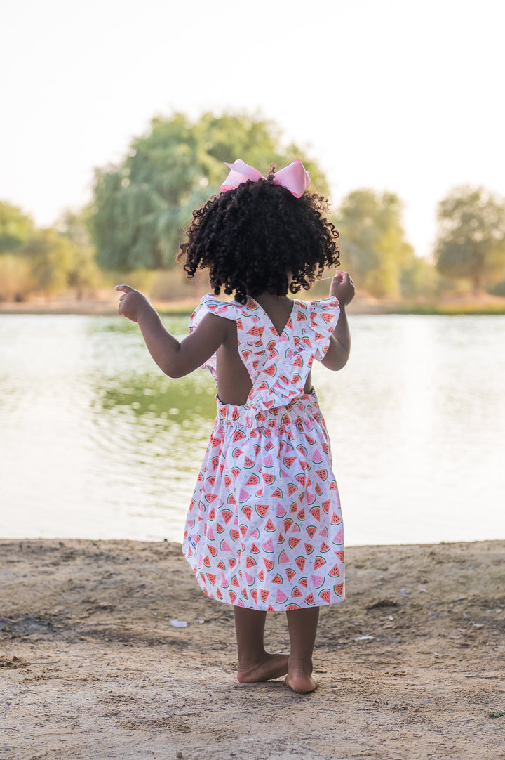 Crossover flutter watermelon dress - limited edition