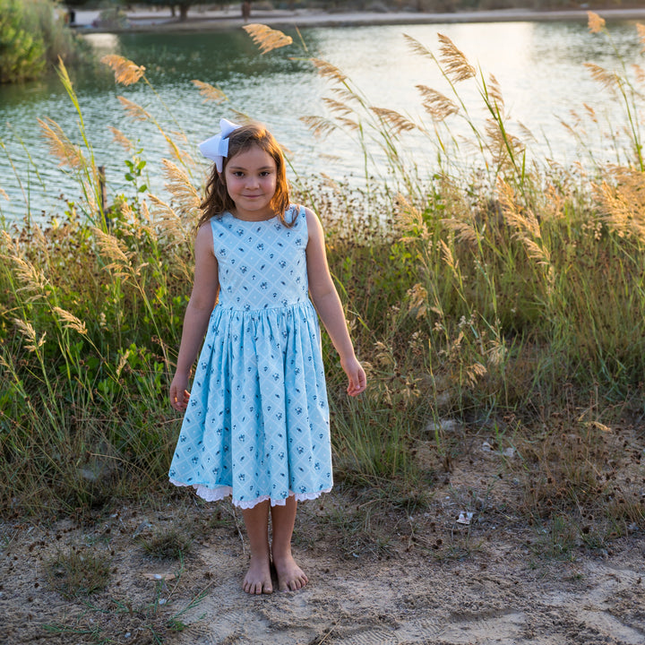 Petite Lamb Couture Chantilly Blue Dress