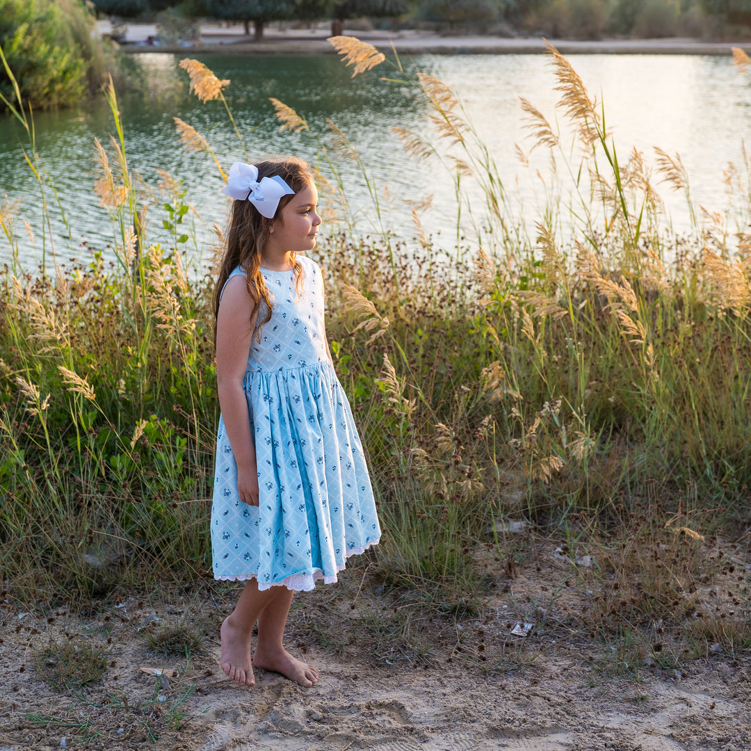 Petite Lamb Couture Chantilly Blue Dress