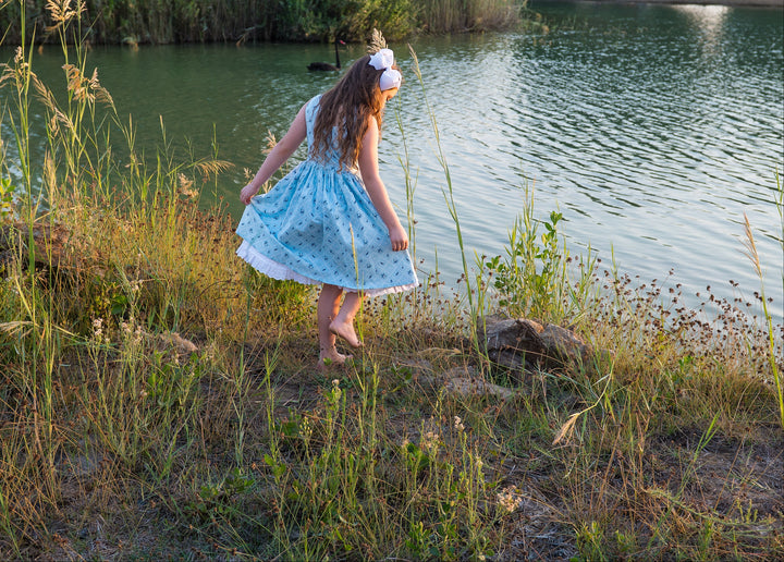 Petite Lamb Couture Chantilly Blue Dress