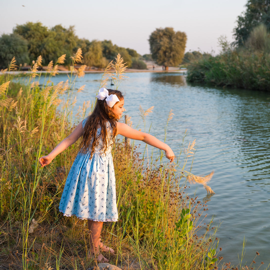 Petite Lamb Couture Chantilly Blue Dress