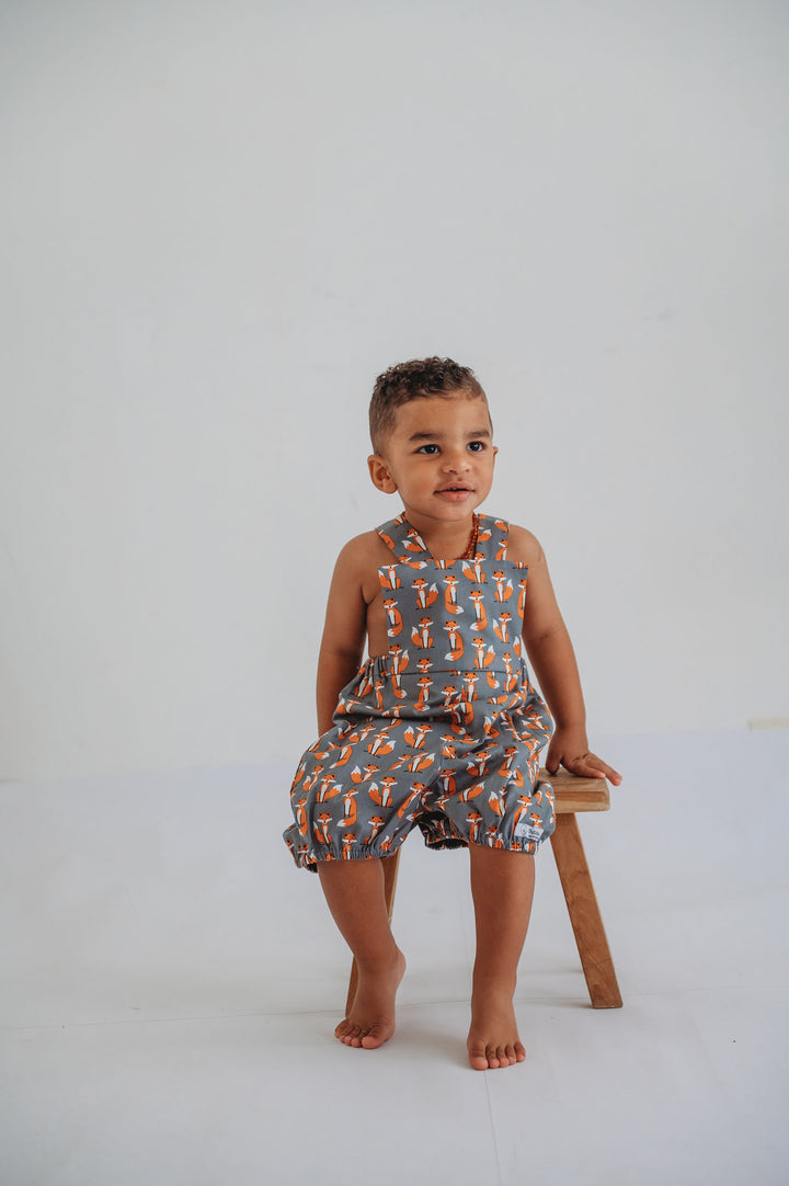 Fox print romper