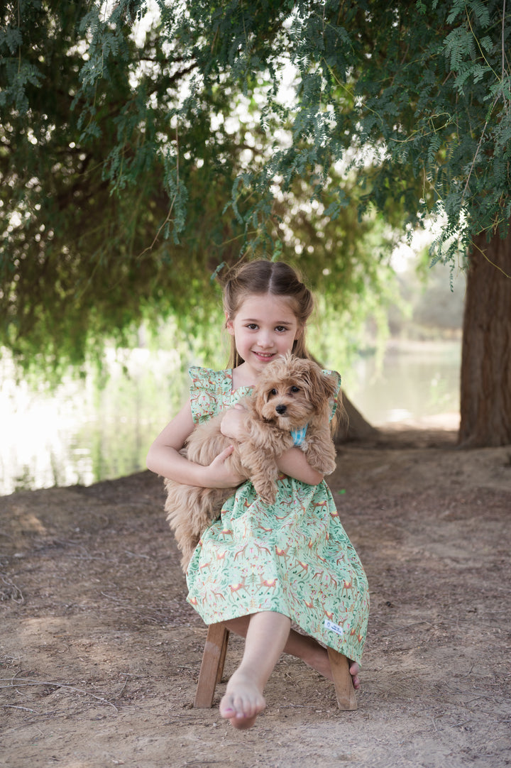 Flutter dress in festive green