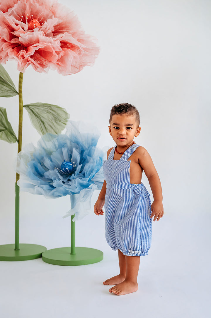Blue stripe romper