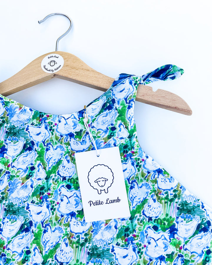 Chicken and waterlily print reversible dress